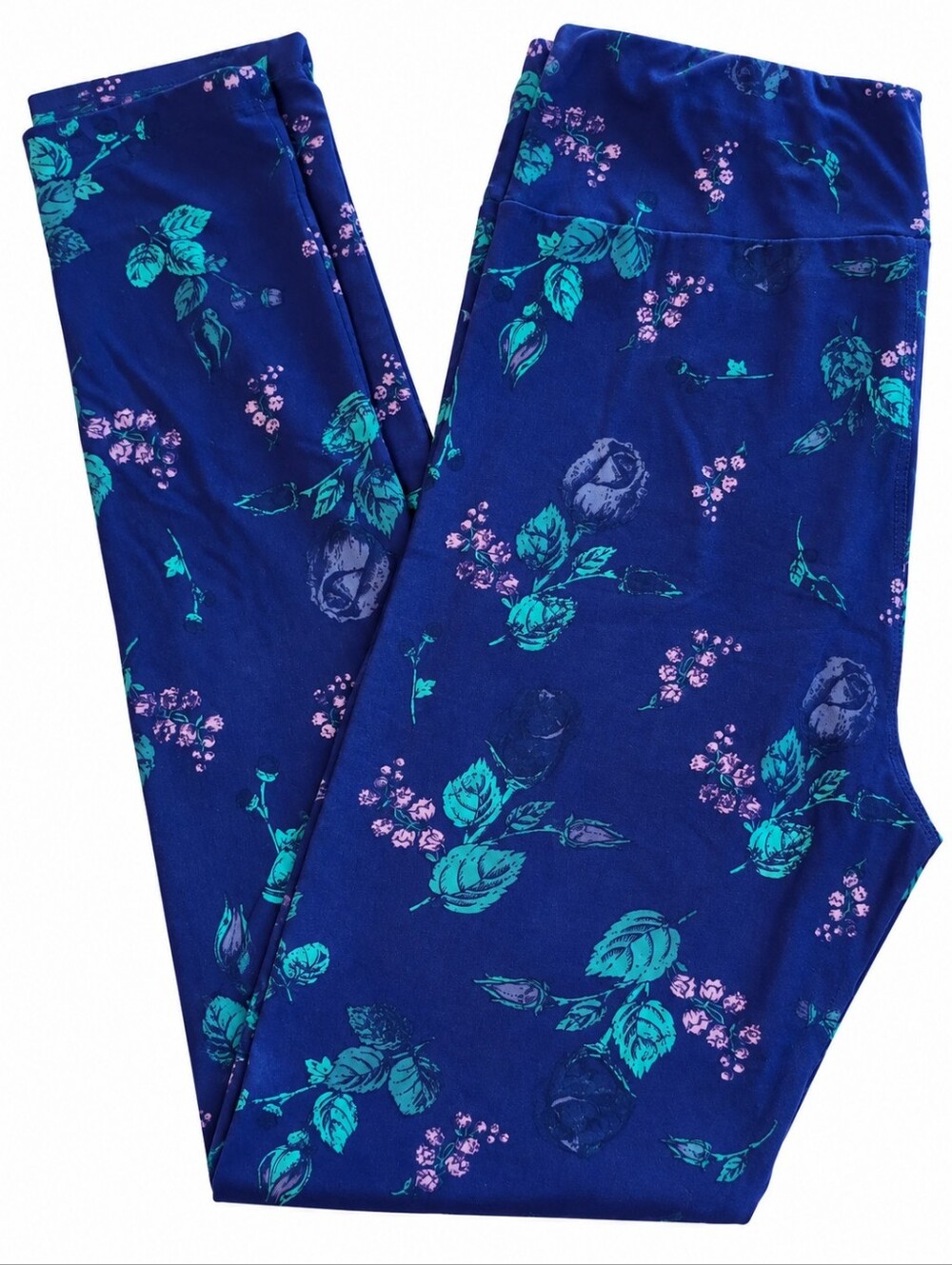 LuLaRoe Simply Comfortable Purple Teal Pink Floral Leggings T/C Tall & Curvy